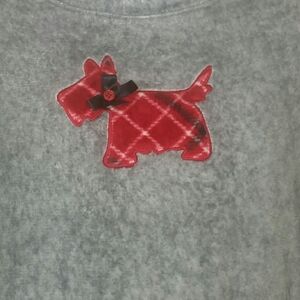 Gray Sweatshirt XL Girls Long Sleeve Scottie Dog Plaid Applique Cute Holiday EUC